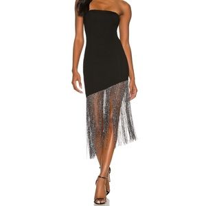Black strapless silver fringe dress from revolve Cleo dress superdown